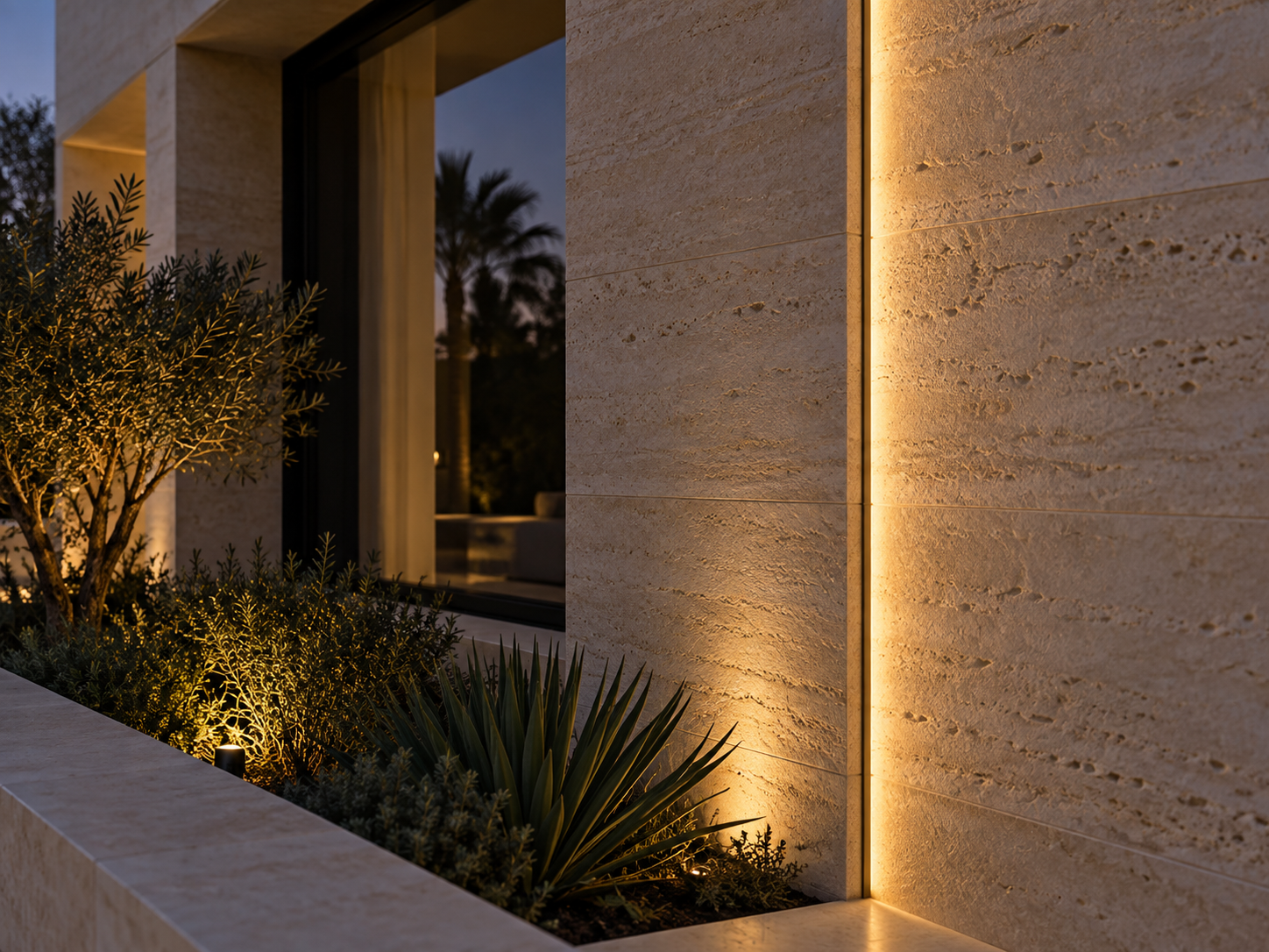 Stone facade texture lighting
