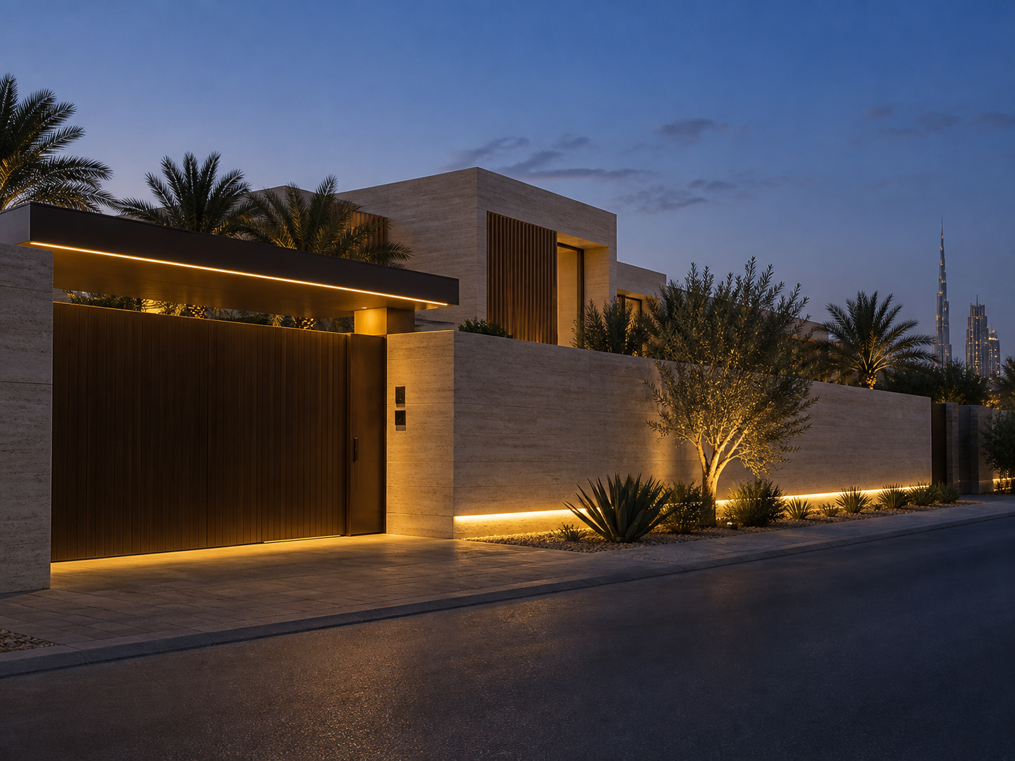 Villa gate and wall lighting