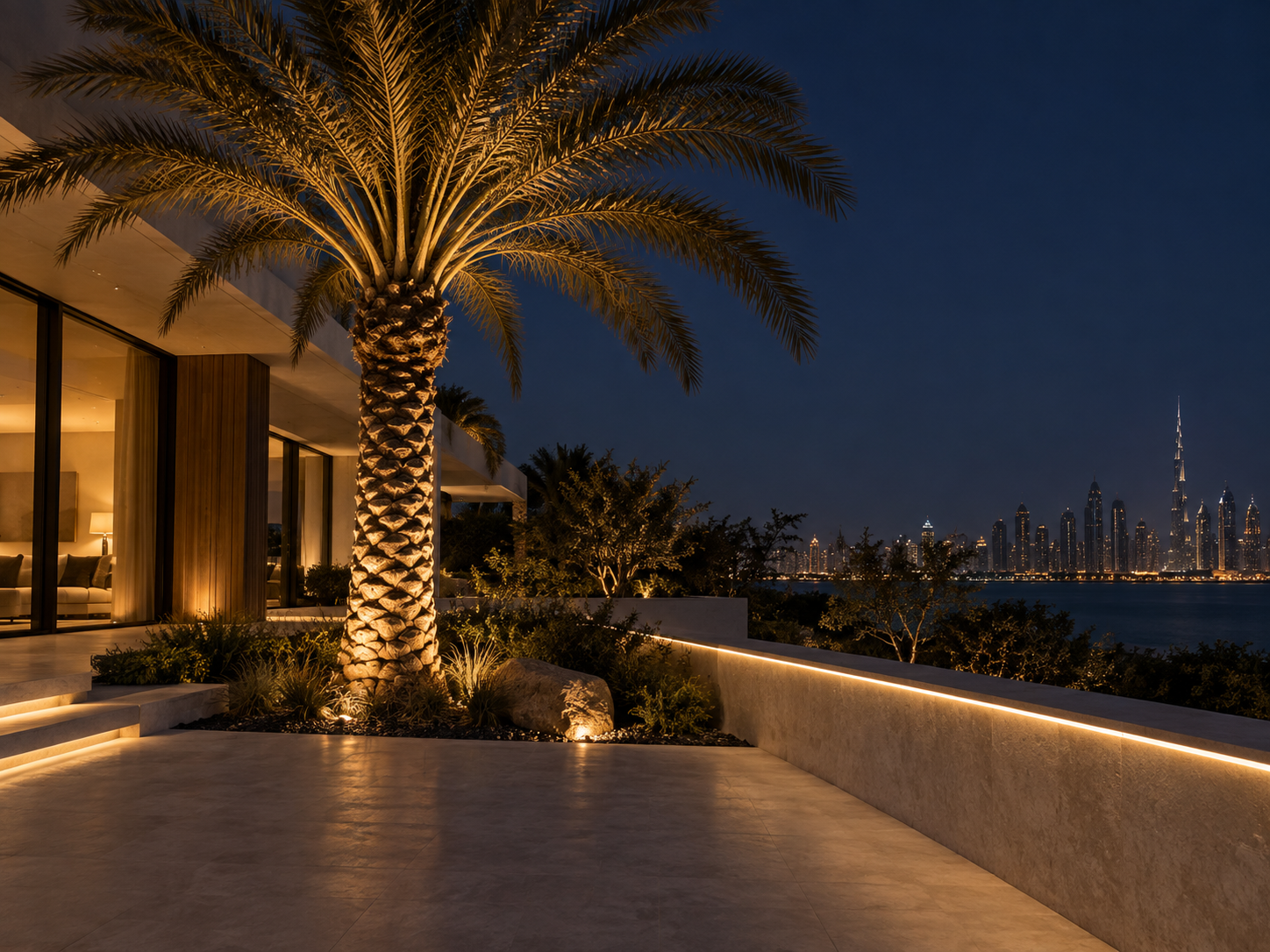 Palm landscape lighting