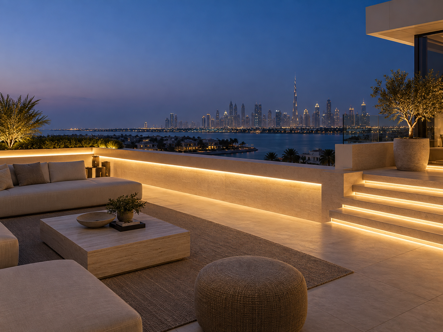 Illuminated roof terrace