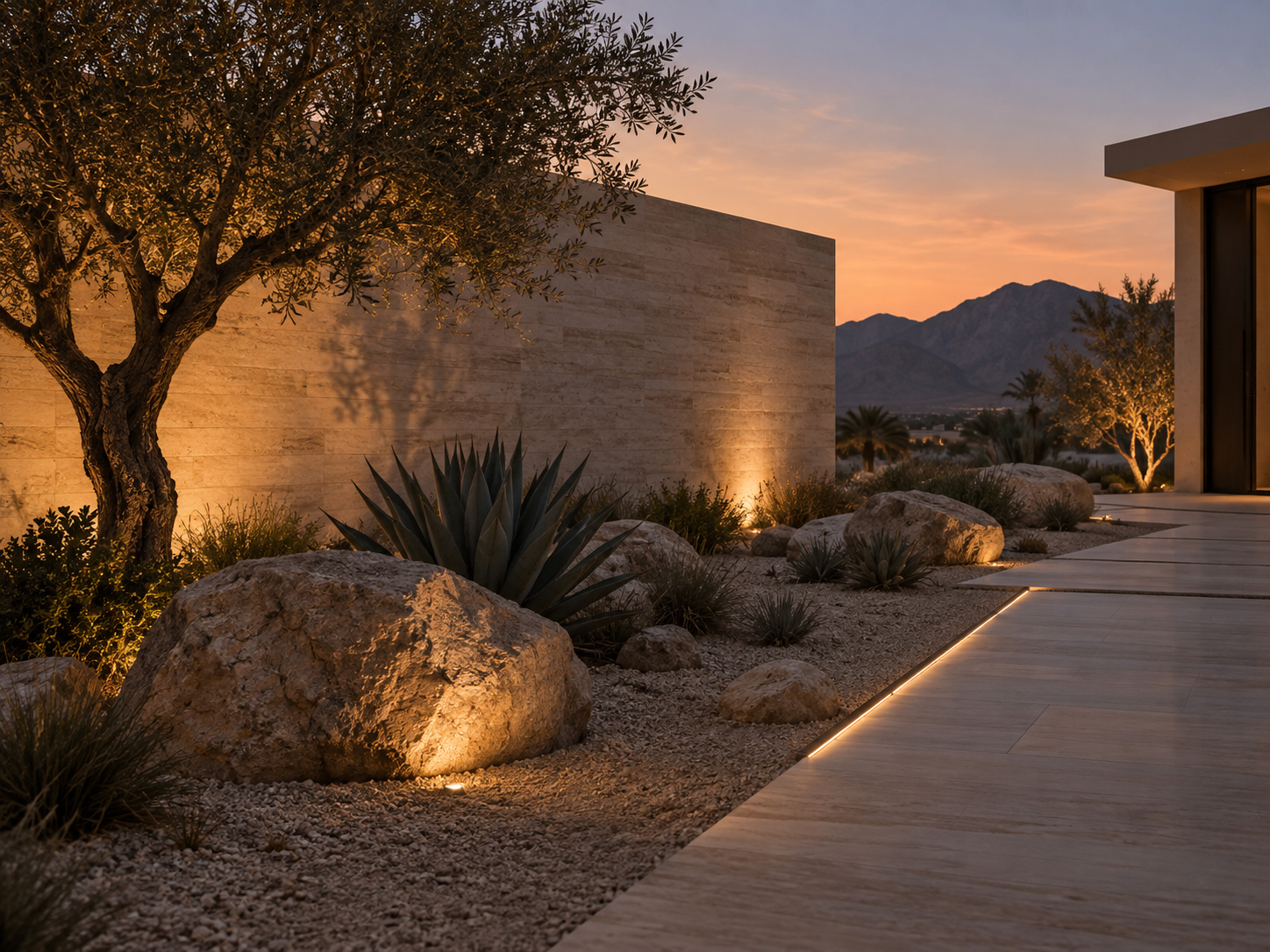 Stone garden lighting