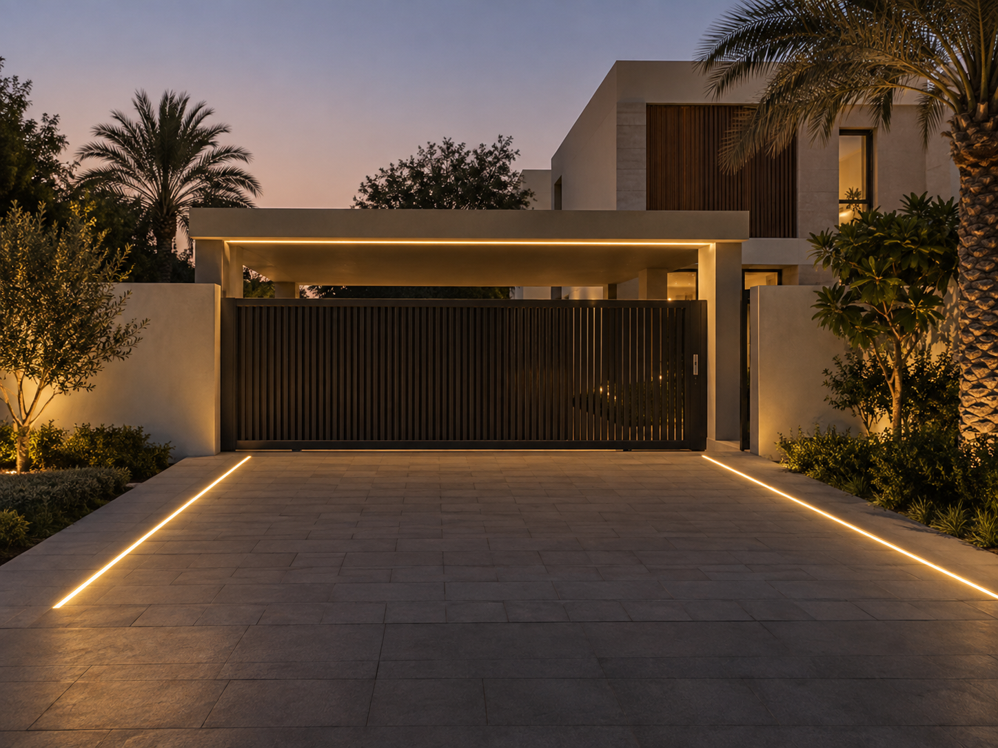 Driveway gate lighting