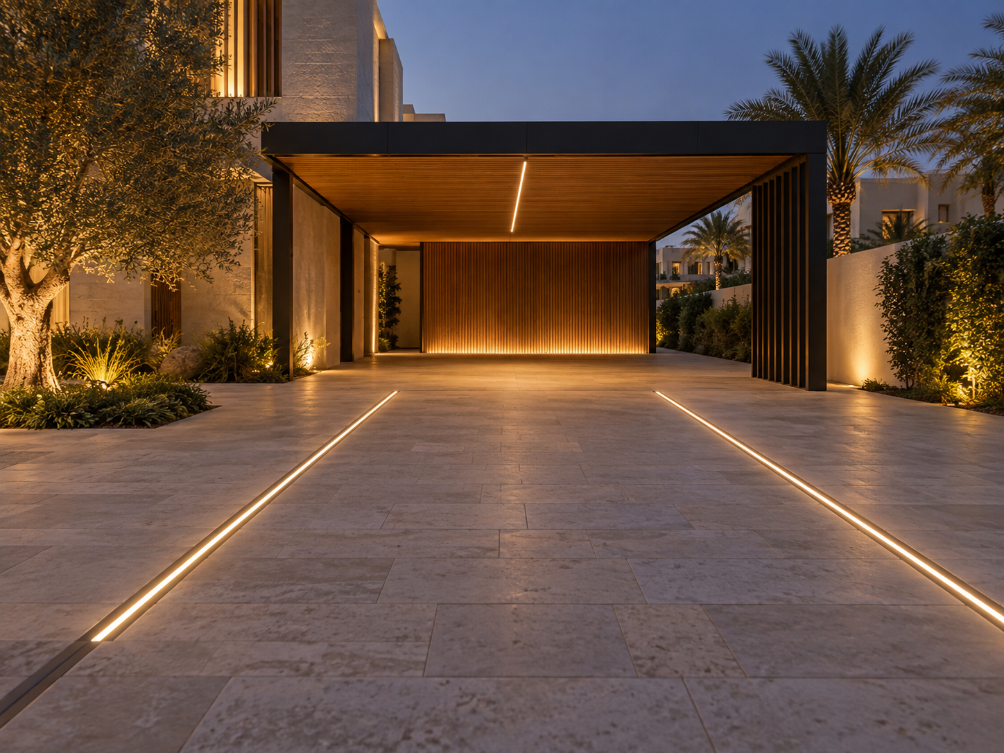 Villa carport driveway lighting