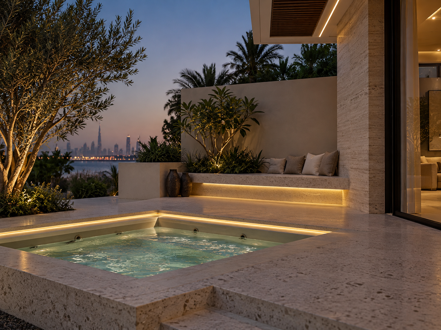 Villa spa courtyard lighting