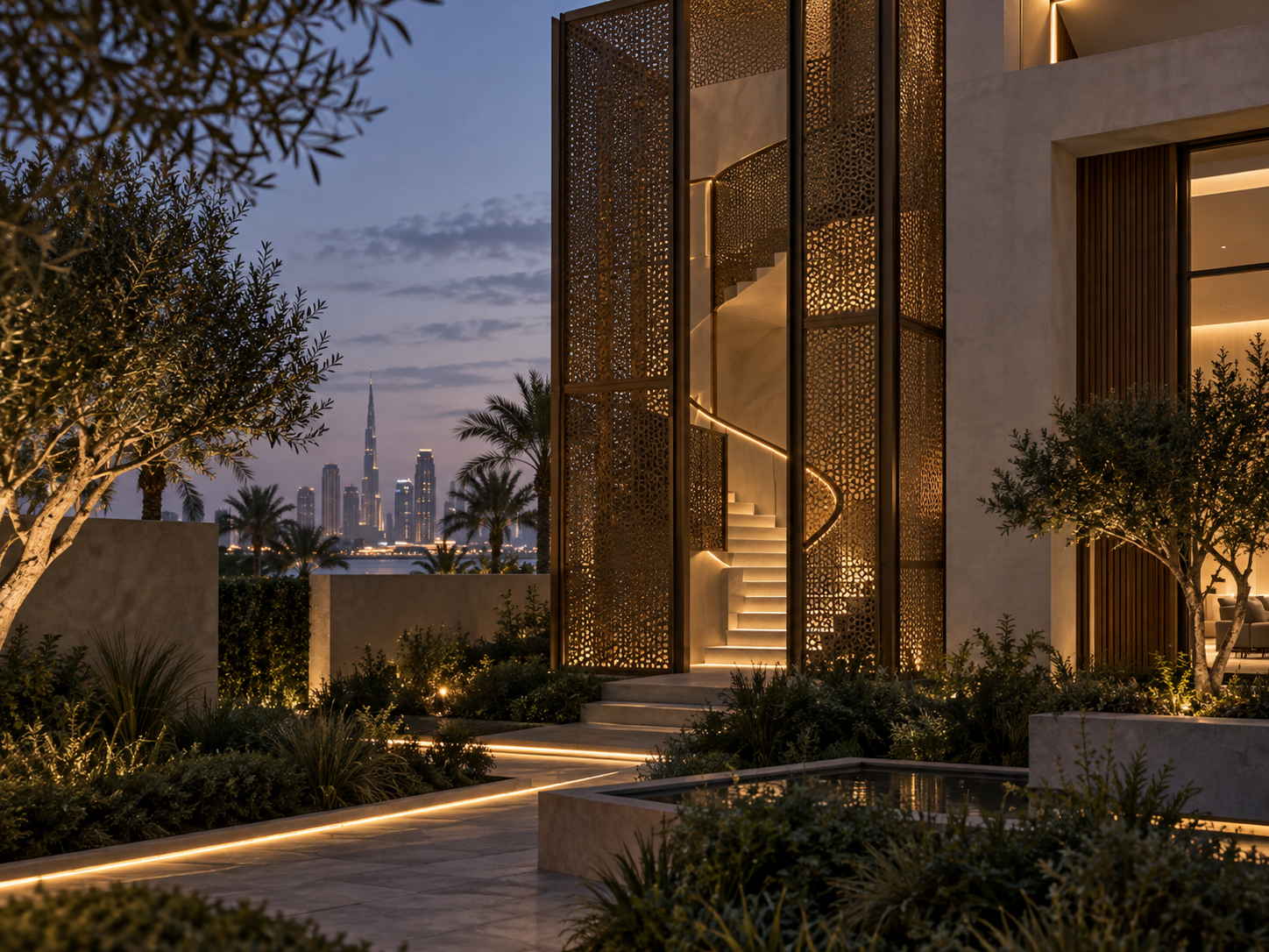Villa stair tower lighting