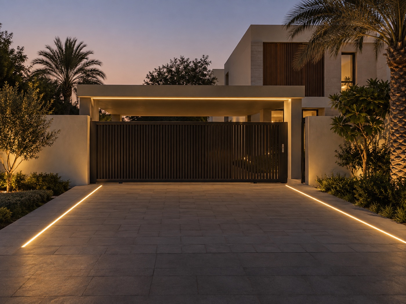 Driveway gate lighting