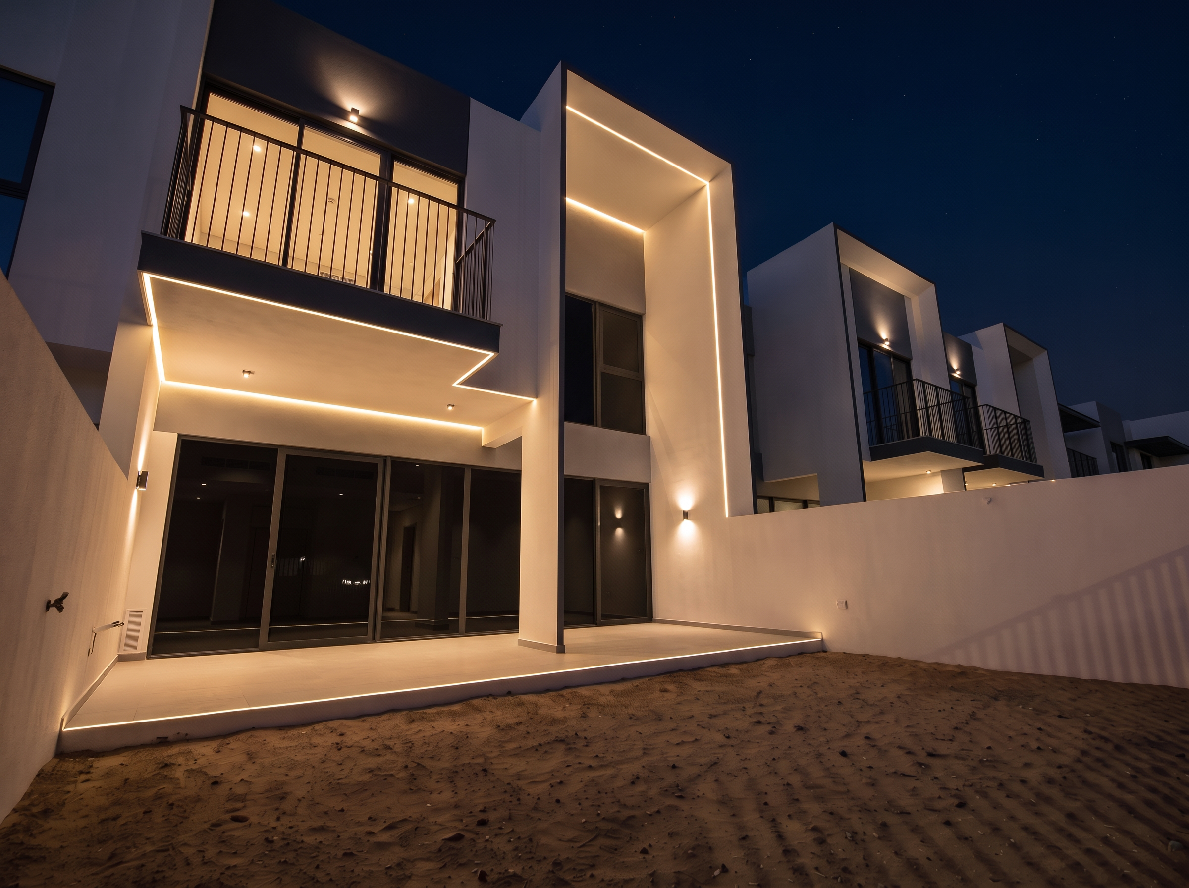 Villa courtyard after lighting design