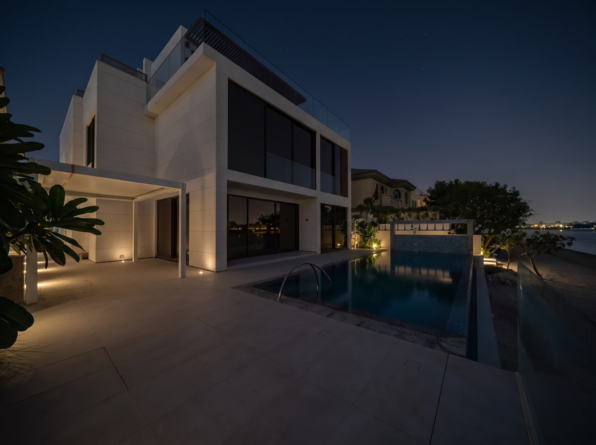 Villa pool before lighting design