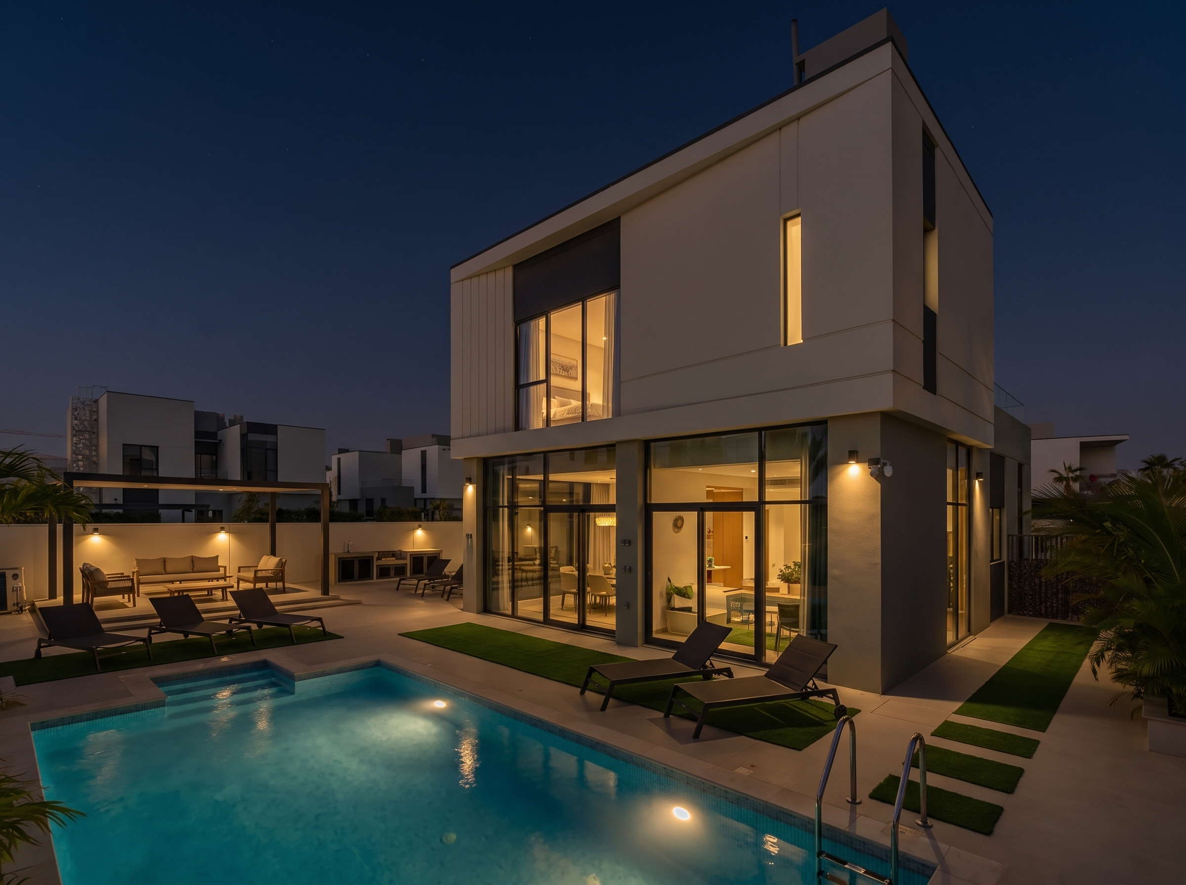 Villa garden before lighting design