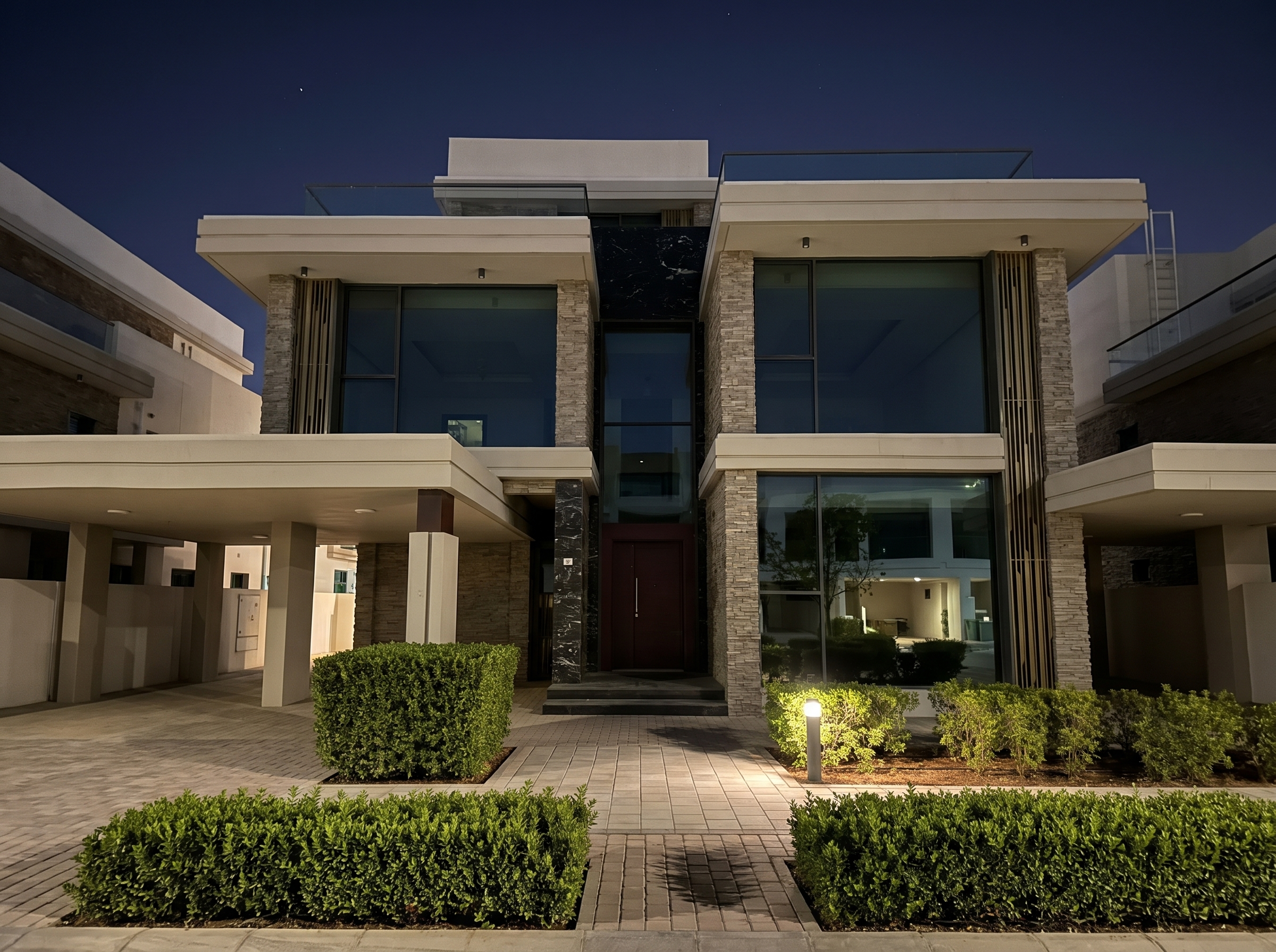Villa facade before architectural lighting